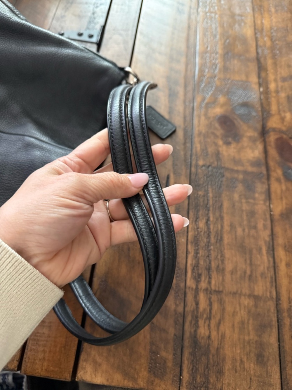 Coach Madison Phoebe Black Pebbled Leather Shoulder Bag Multi Compartments - Picture 5 of 8